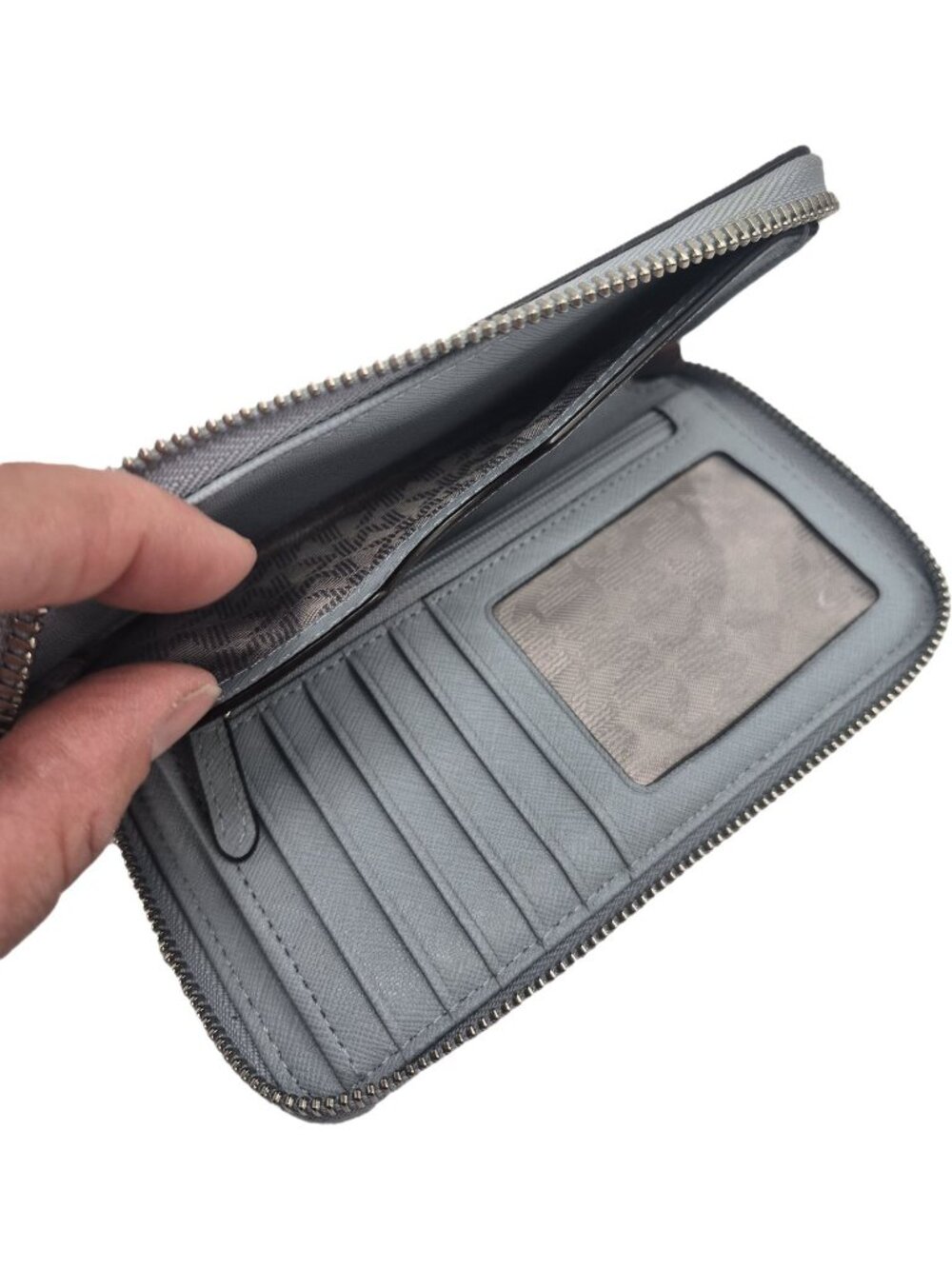 Michael Michael Kors Jet Set Travel Leather Wristlet Wallet Sky Blue - Picture 8 of 10